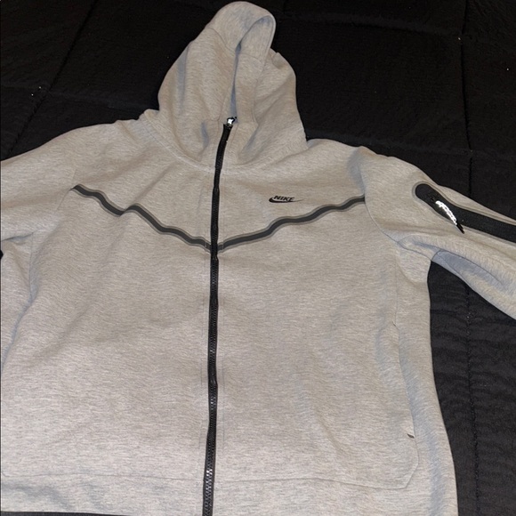 Nike Light Gray Zip-Up Hoodie - Picture 1 of 5